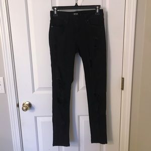 Super-Distressed Black Skinny Jeggings